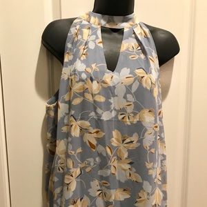 Rose + olive halter sleeveless floral shirt